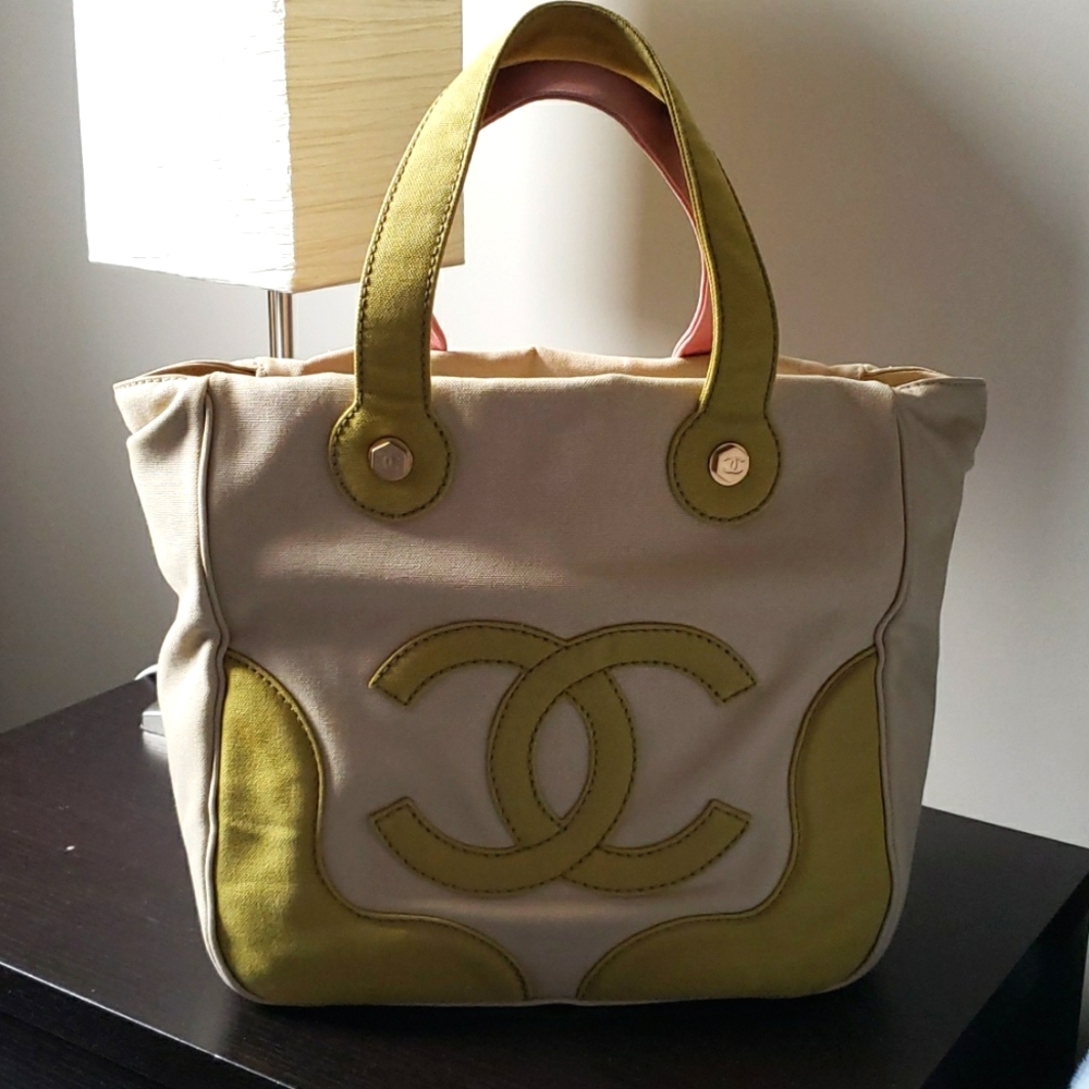 Chanel Pink /Green Vintage Tote Bag